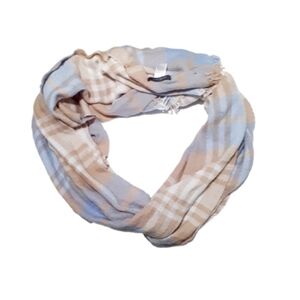 2 Pack Scarfs Dark Grey Scarf & Light Blue, Tan, White Scarf 100% Acrylic
